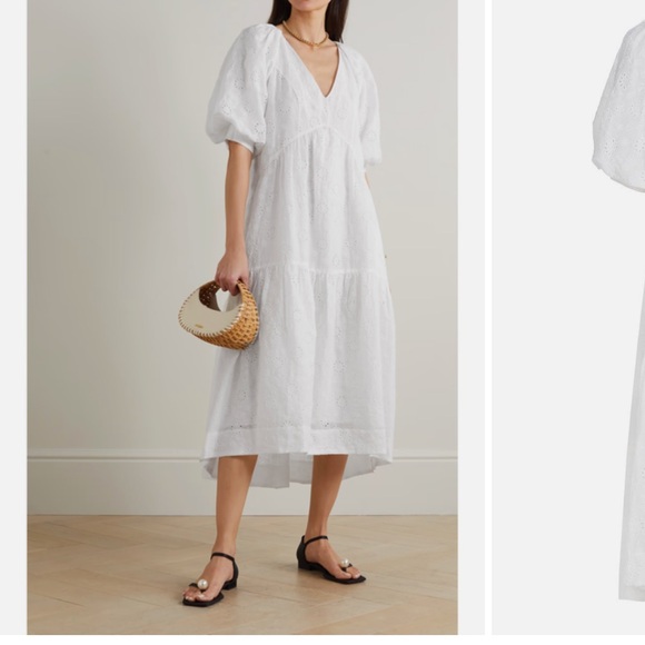 NWT $568 Frame V Neck Puff sleeve maxi dress white size X Small - Picture 6 of 12